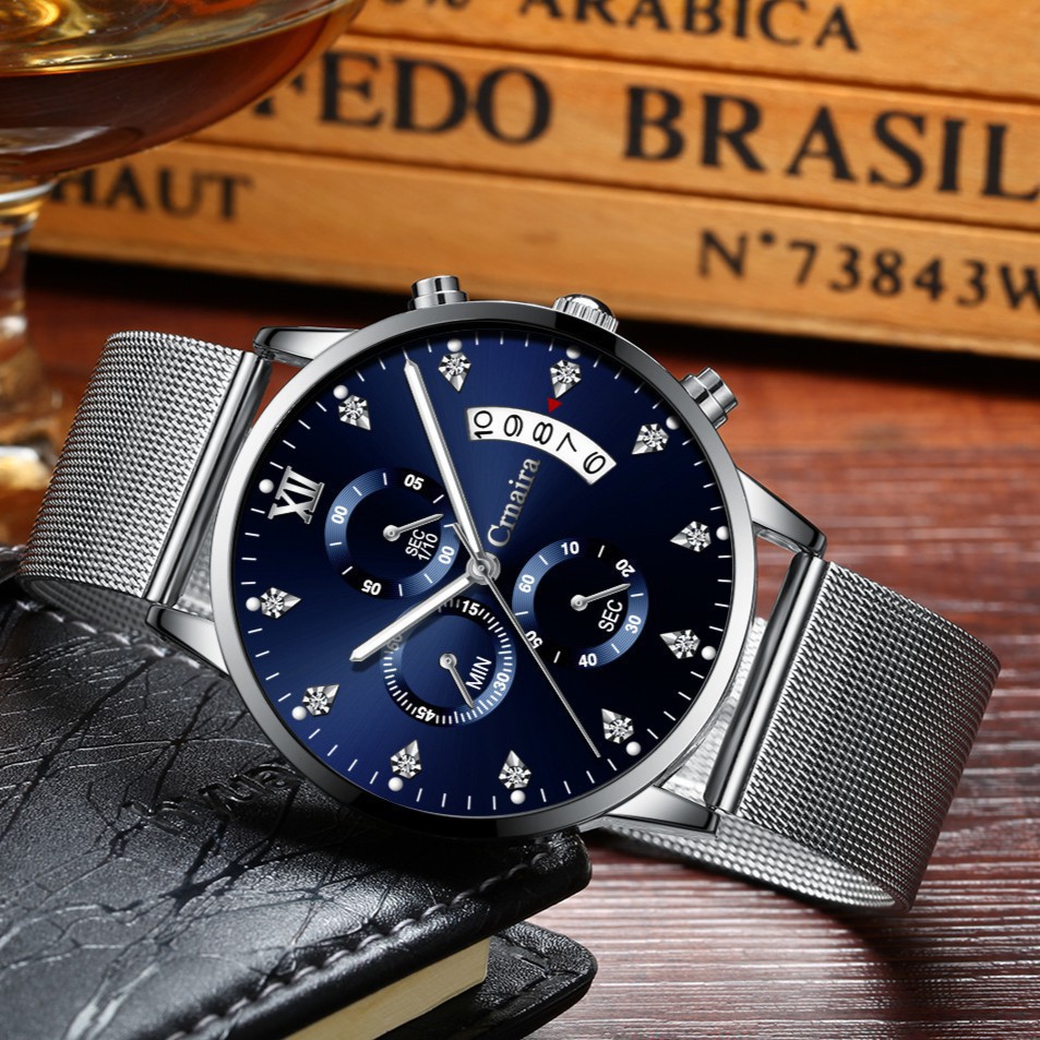 Đồng Hồ Nam Chính Hãng CRNAIRA Japan Dây Thép Mành Cao Cấp, Chạy Full Kim + Lịch Ngày, Kim Dạ Quang | BigBuy360 - bigbuy360.vn