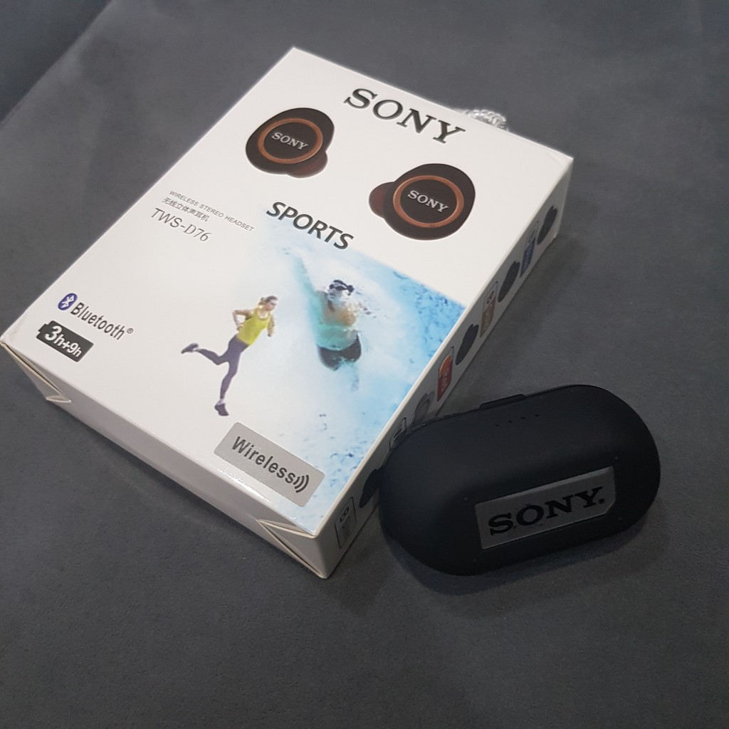 Tai nghe bluetooth không dây Sony D76 cao cấp 2020 Tự động kết nối - Chống ồn - Tai nghe thể thao kèm cốc sạc 500mAh