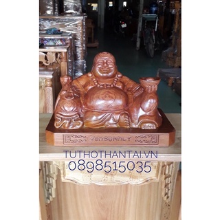 Tượng phật di lạc ngồi gỗ hương ngang 40cm