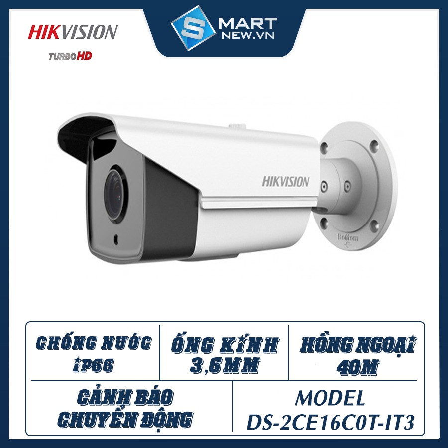 Camera giám sát ngoài trời Hikvision DS-2CE16C0T - FULLHD 720P - Chống nước IP66