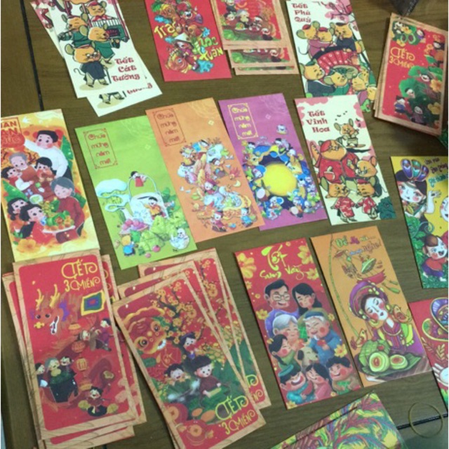 COMBO 6 BAO LÌ XÌ 2022 GIẤY CAO CẤP DỄ THƯƠNG
