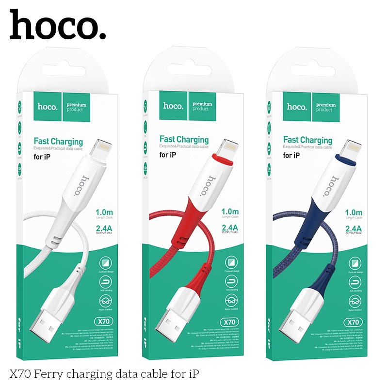 ✅Mới✅Cáp Sạc Nhanh Siêu Bền IP Android Siêu Bền Hoco X70TypeC/Micro USB truyền dữ liệu dài 1m