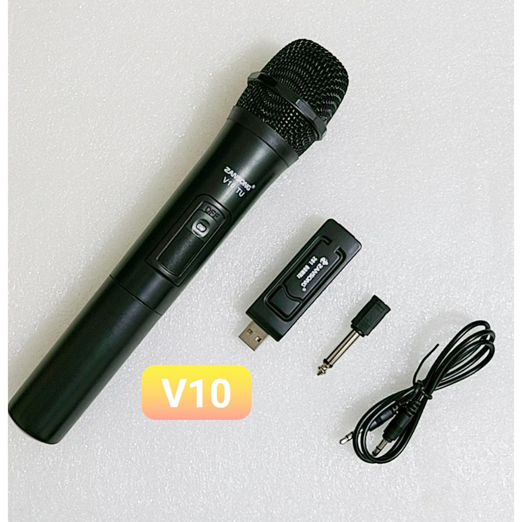 Micro Karaoke không dây v12+V10 cho loa kéo Daile / Aige / Zansong / Shuae V12 có màn hình LCD