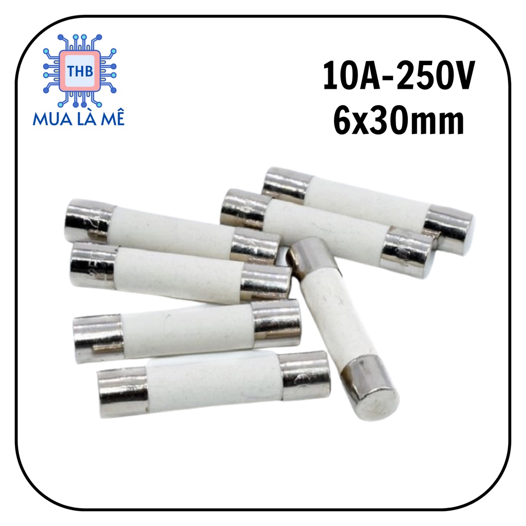 Cầu chì sứ 10A 250V 6x30mm.