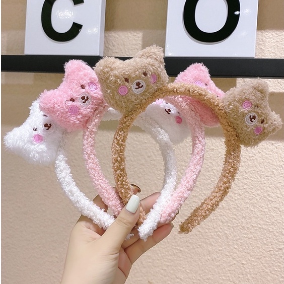 Bờm tóc hình thú cute, cài tóc gấu lông xù đáng yêu cute, mang êm đầu phong cách hàn quốc