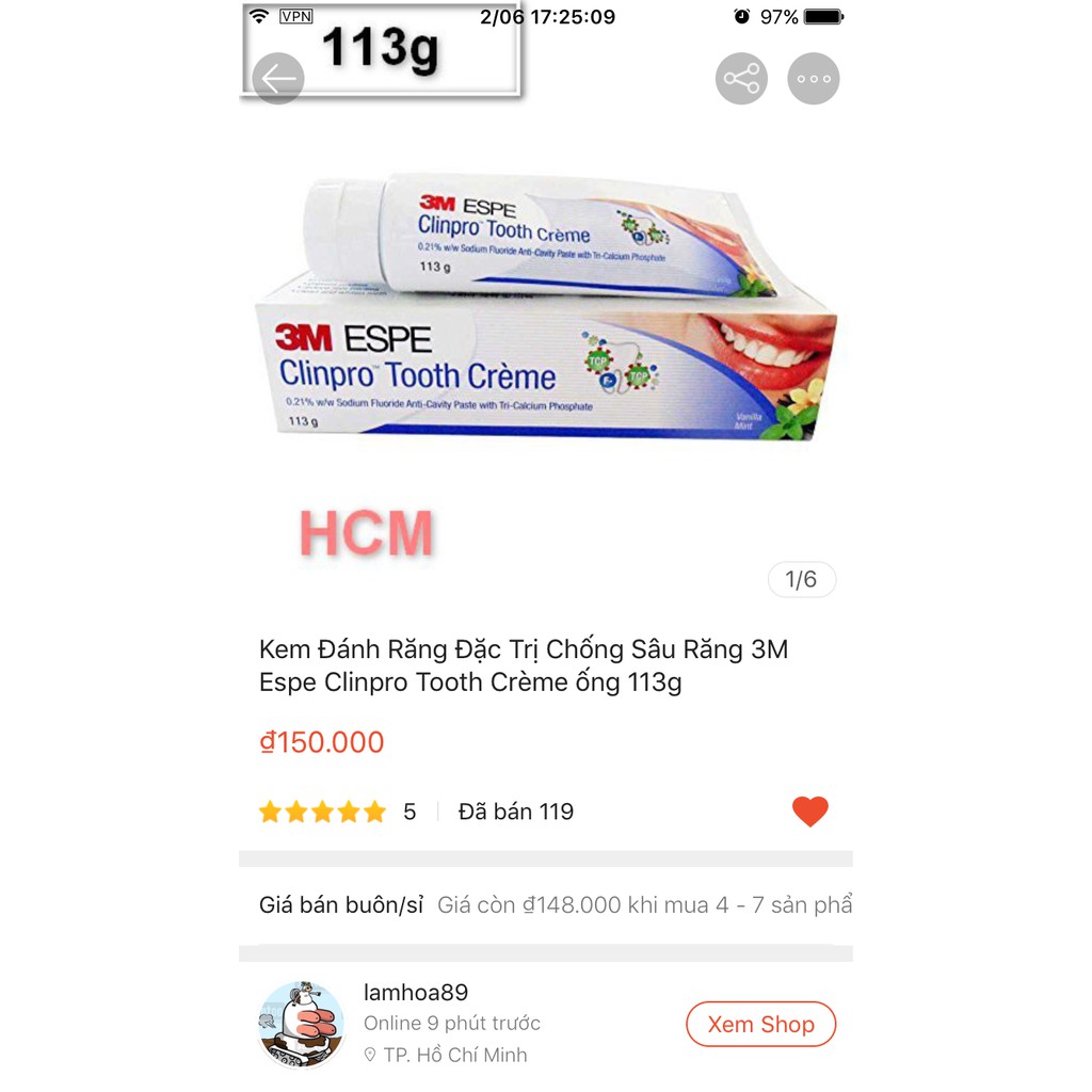 Kem Đánh Răng 3M Espe Clinpro Tooth Crème ống 113g - Lamhoa89