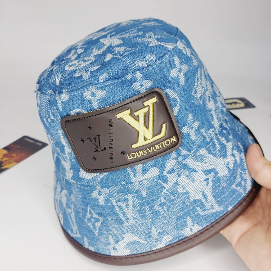 Nón vành tròn , Mũ bucket LV logo da thêu nổi màu quát loang nhiều màu cực đẹp