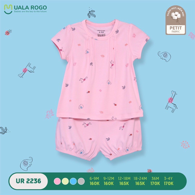 UALAROGO -Bộ cộc in hình bé trai bé gái (6m-4y)