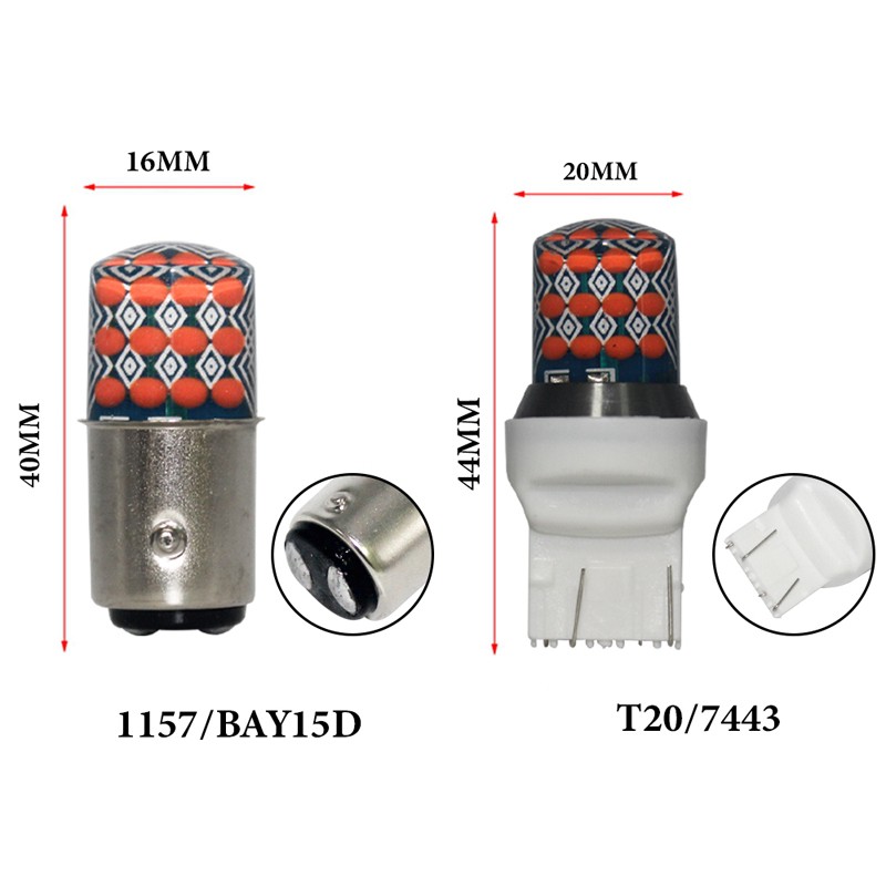 Đèn Phanh Xe Hơi 1157 Bay15D P21 / 5w T20 7443 W21 / 5w 24smd Rgb Chất Lượng Cao Kevanly