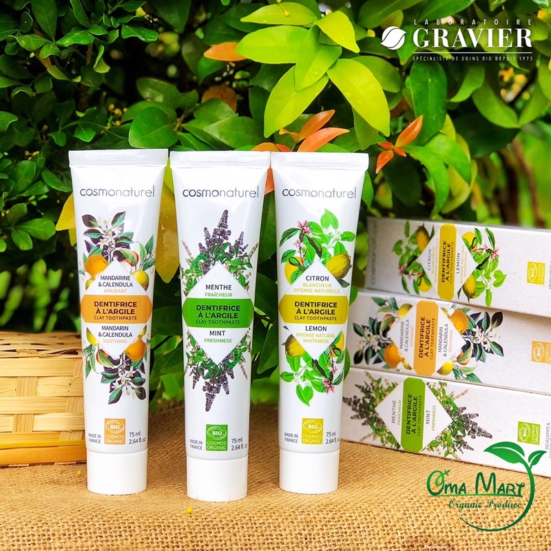 Kem đánh răng hữu cơ Gravier 75ml (hương chanh, quýt, bạc hà)