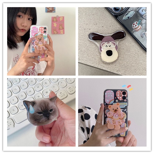 Giá Đỡ Điện Thoại Đa Năng Họa Tiết Chó Mèo Dễ Thương