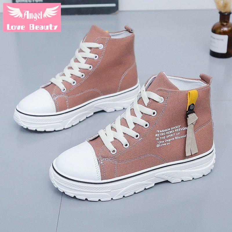 Hàng Có Sẵn ~ Bán Chạy Giày Thể Thao Canvas Đế Dày Cổ Cao Phong Cách Mới 2022 Dễ Phối Đồ Phong Cách Retro Cho Nữ Sinh