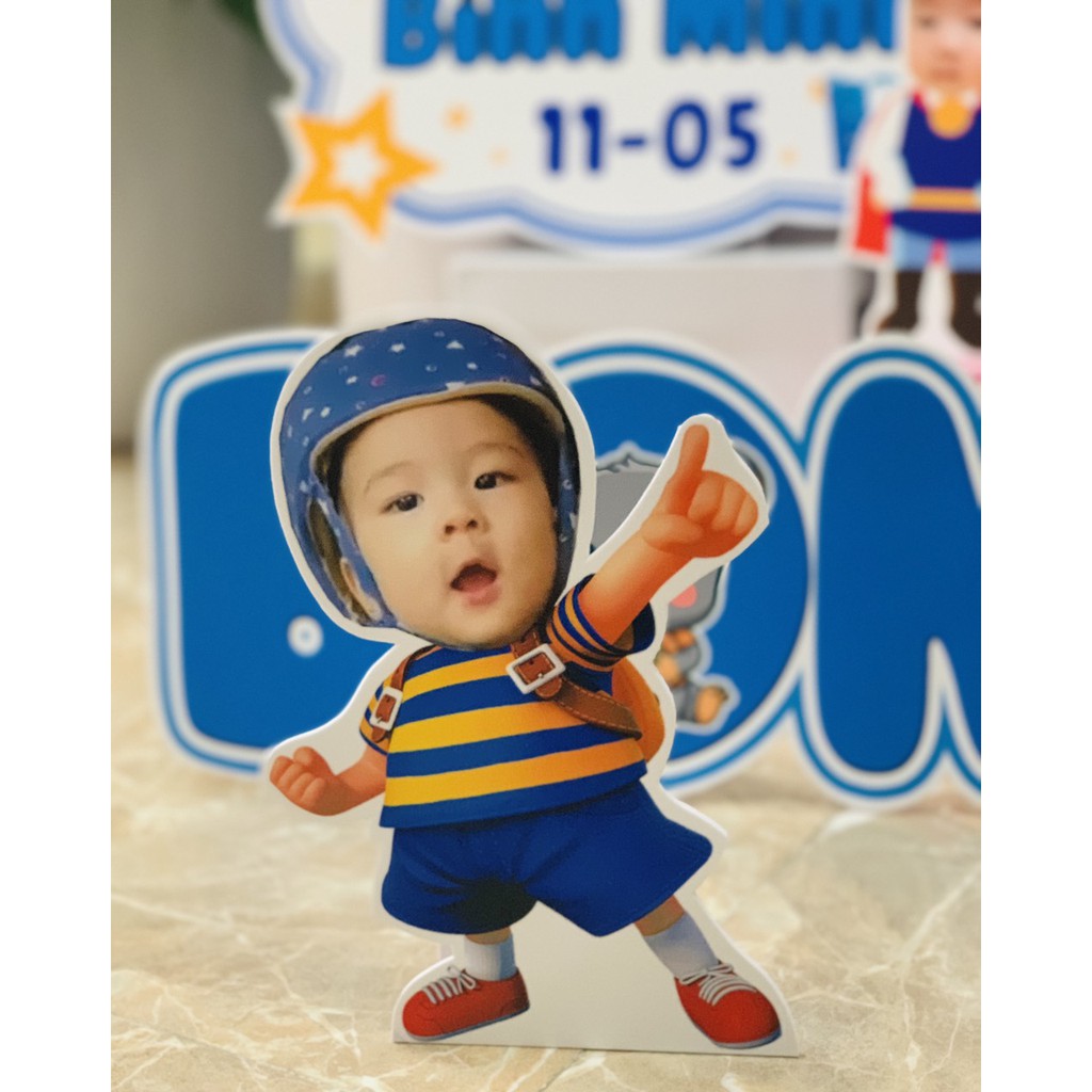 (Freeship) Thiết kế hình Chibi trang trí tiệc sinh nhật, thôi nôi, đầy tháng theo yêu cầu cho bé trai, thiết kê yêu cầu