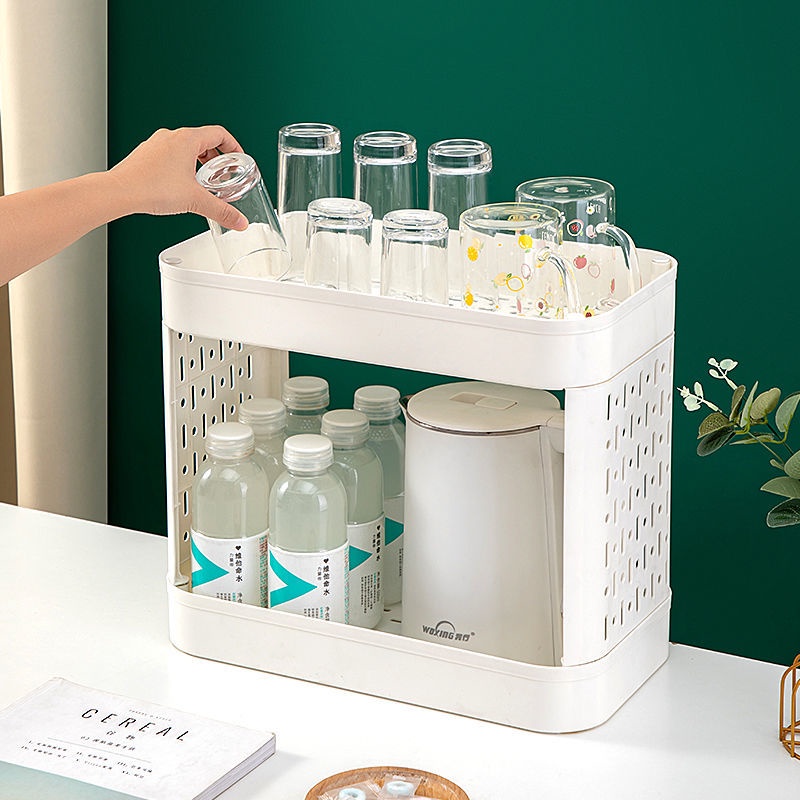 Giá Đỡ Cốc Hai Lớp Bằng Thủy Tinh Để Bàn Tiện Lợi Dành Cho Phòng Khách