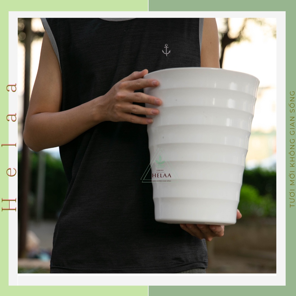 Chậu Nhựa Vòng Tròn Giả Sứ, Chậu Nhựa Trồng Cây Lớn, Hoa Cây Cảnh, Trong Nhà, Ban Công - 3 Kích Cỡ 37x32 cm
