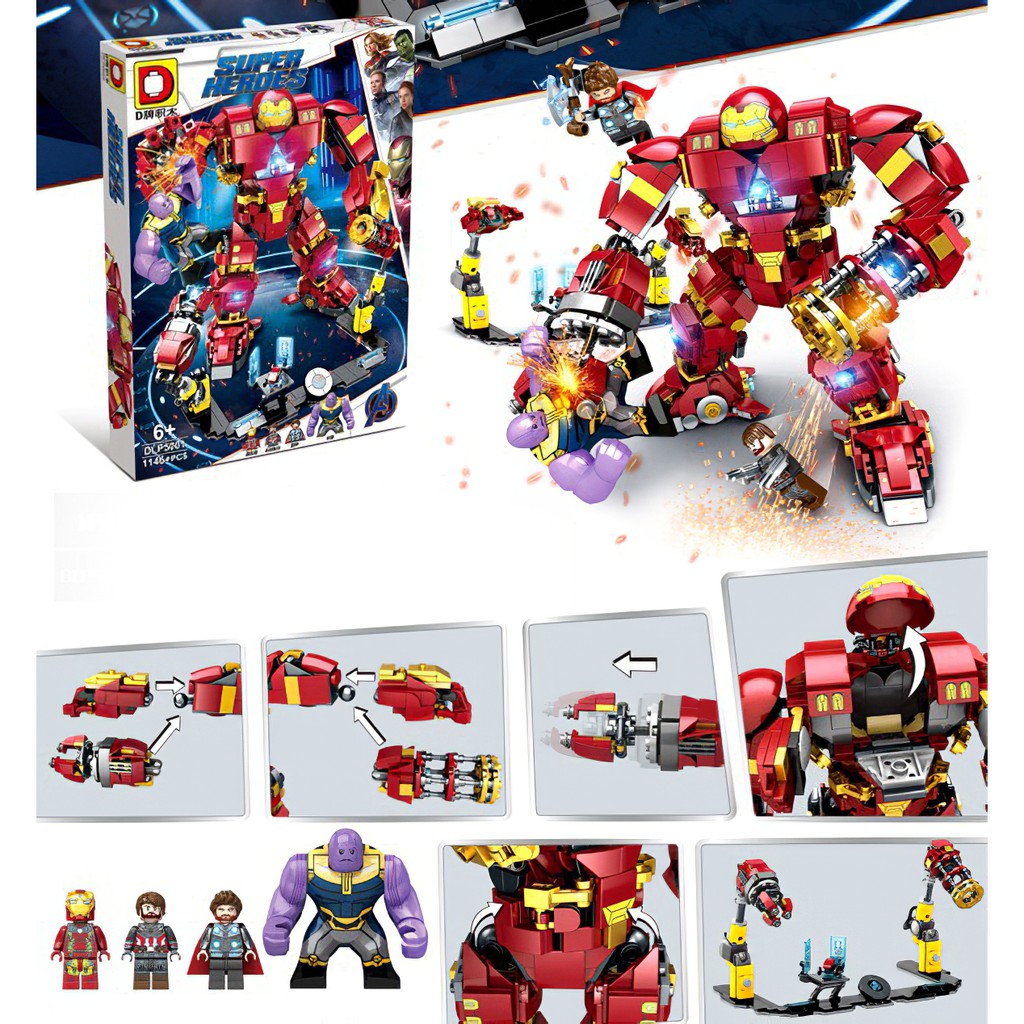 Đồ chơi lego, lego Hulkbuster người sắt iron man, đồ chơi lego avenger chất liệu nhựa ABS an toàn