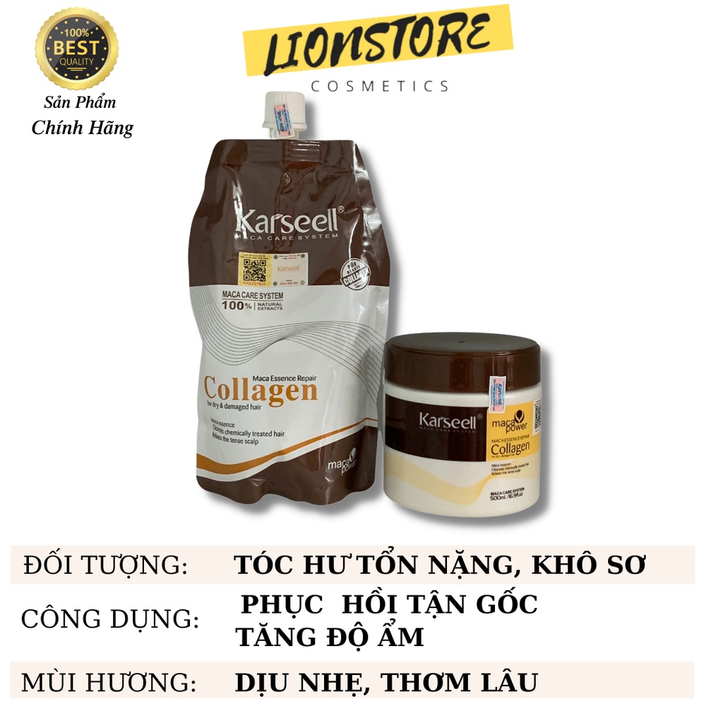 [Mã COSDAY giảm 50k đơn 250k] Kem hấp ủ tóc COLLAGEN KARSEELL 500ml chính hãng phục hồi tóc hư tổn khô sơ chẻ ngọn