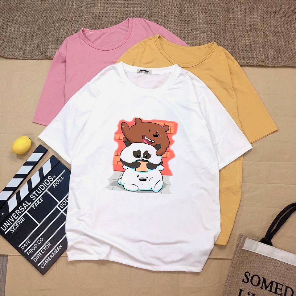 Áo thun nữ tay lỡ form rộng 3 chú gấu vải dày mịn 20N1220