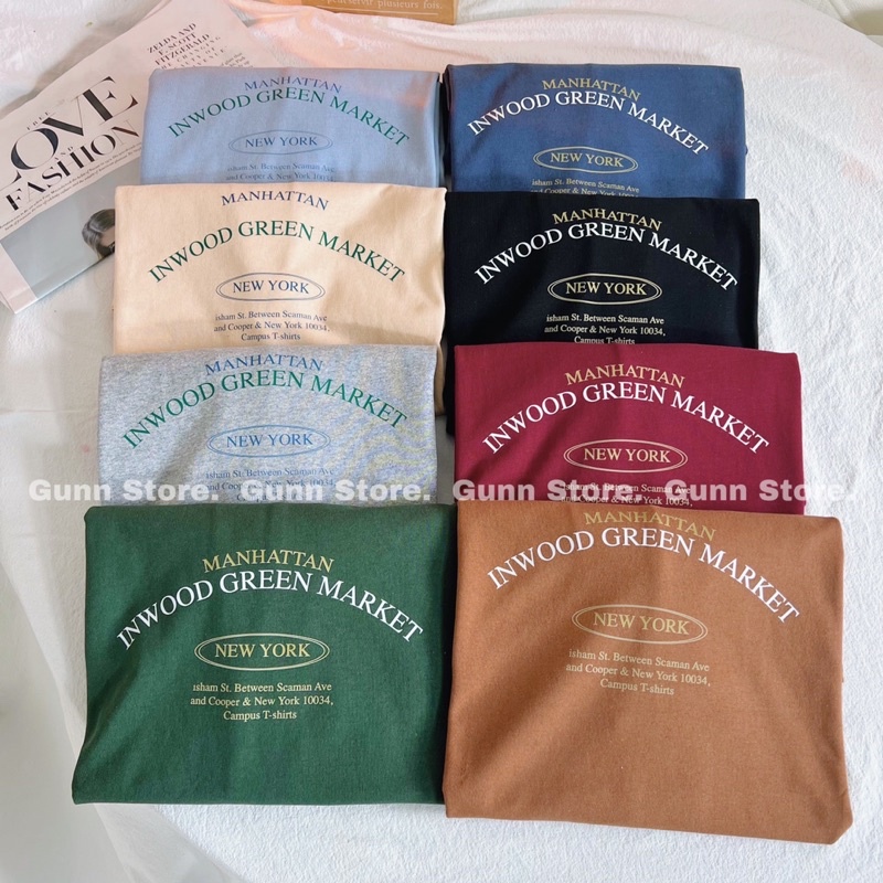 Áo Thun 3158 In Chữ MANHATTAN Form Rộng Unisex Chất Cotton Khô Loại 1, Thoáng Mát, Thấm Hút Mồ Hôi - GUNN