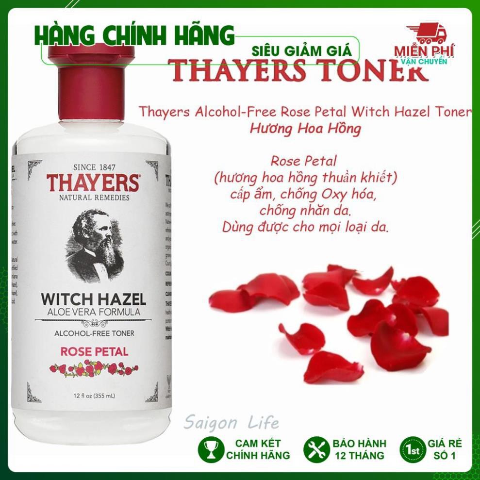 [Giá rẻ số 1] Nước hoa hồng không cồn Thayer - Toner Thayers Rose Petal (355ml)