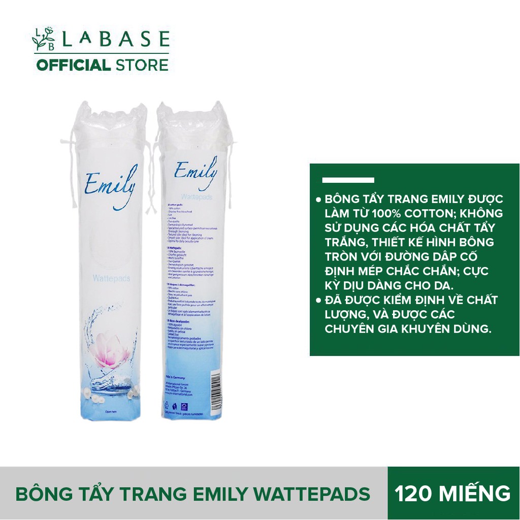 Bông tẩy trang Emily Wattepads Gói 120 miếng