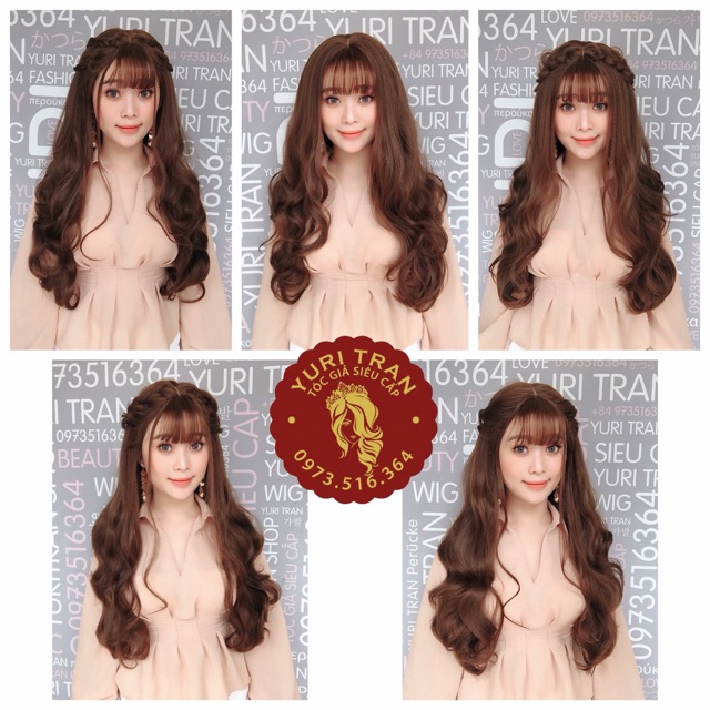 Tóc bộ xoăn bầu 70 nâu tây