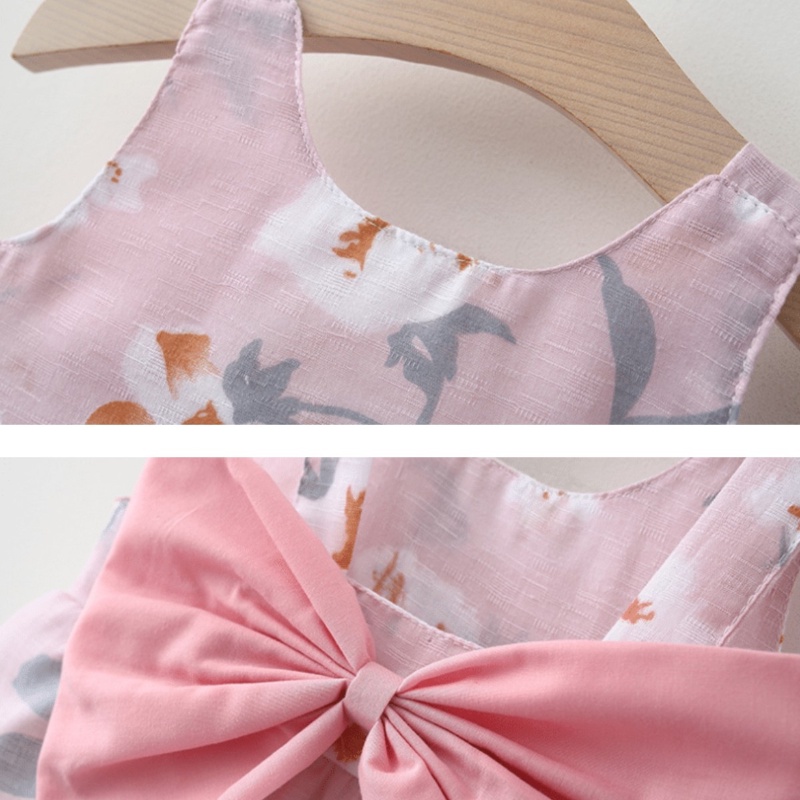 Bé gái ăn mặc mùa hè thời trang dễ thương tay Bowknot thiết kế đầm công chúa bé gái 1-5 tuổi