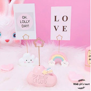 <24h delivery>W&G Cute cartoon message holder business card holder desktop photo label sticky note holder vertical small clip decorative ornaments