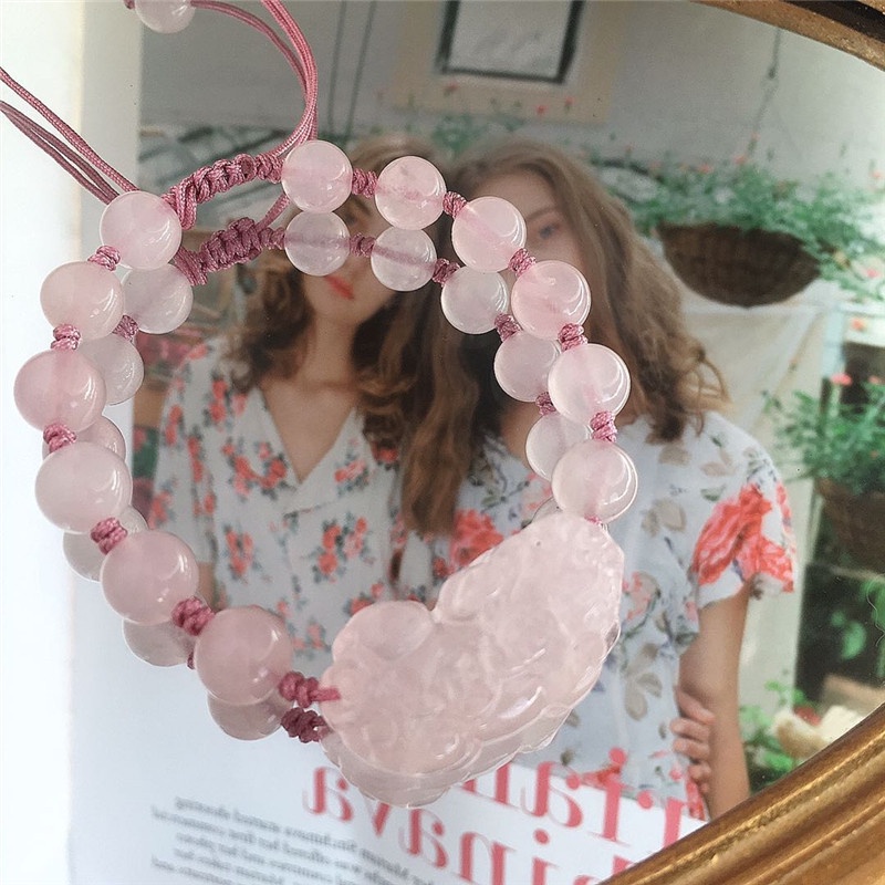[Hàng Mới] Vòng Đeo Tay Hạt Tròn Nhỏ Màu Hồng Pixiu Tươi Mới Cho Nữ