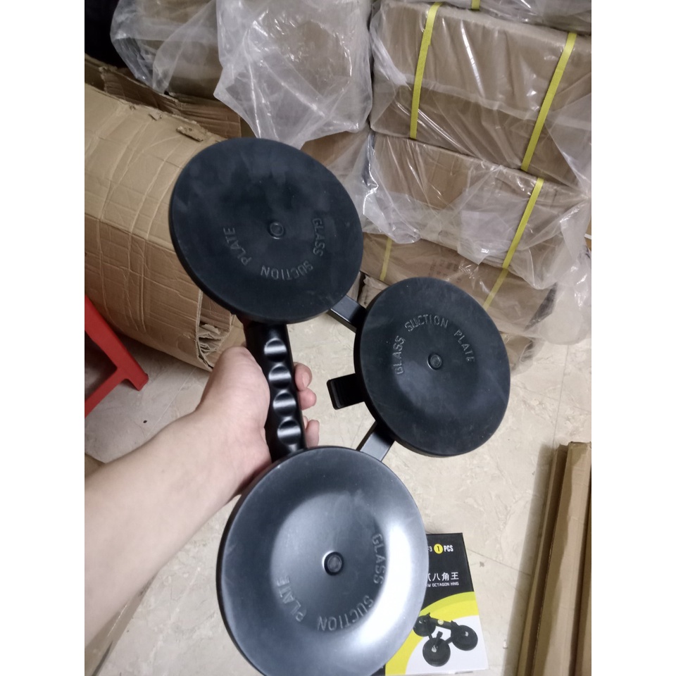 Hít kính 3 chấu hàng cao cấp, nâng kính đến 235kg, gạch215kg, có gấn tay chống trượt, hít bản to 13,5cm, công ghệ nhật