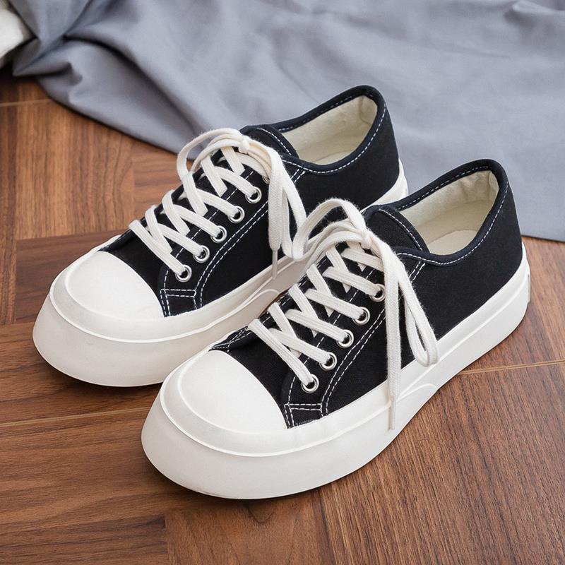 Giày nữ đế bánh mỳ vải mềm êm chân, có 2 màu đen và trắng, phối đồ cực đẹp - Mã sản phẩm: DT006