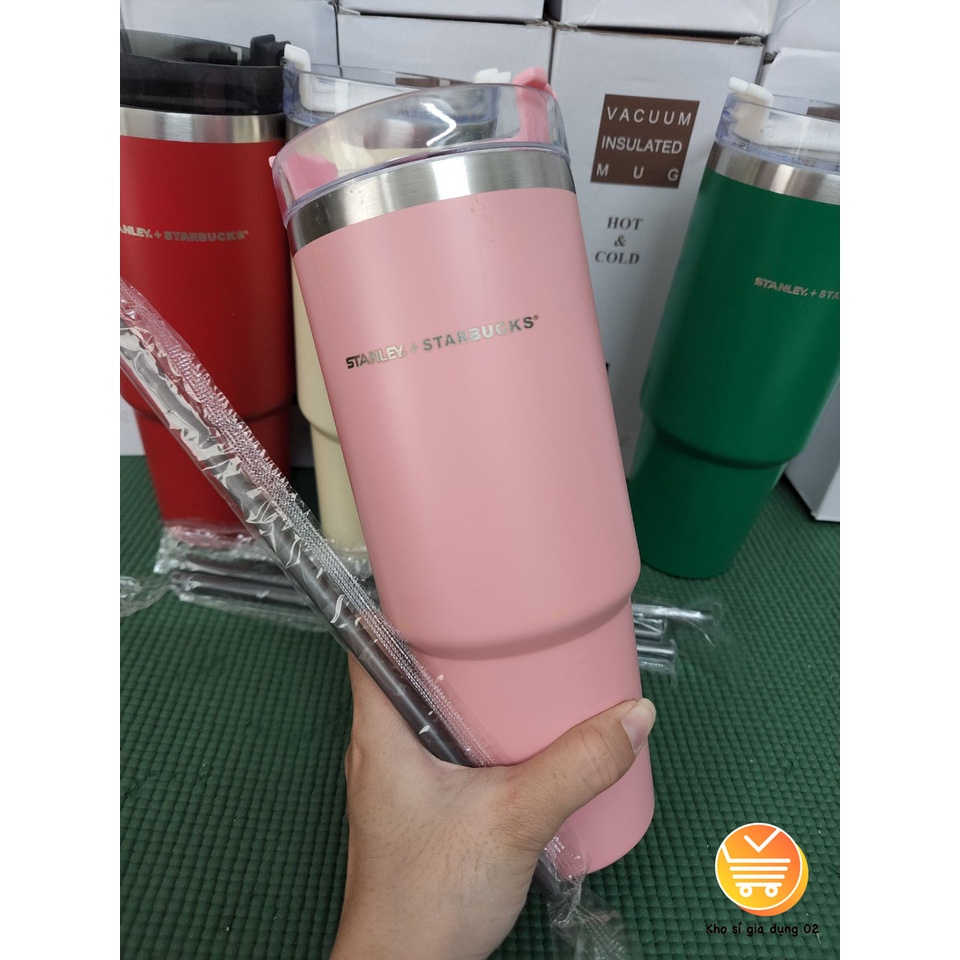MẪU MỚI, Ly giữ nhiệt Stanley Starbuck 2 màu xanh trắng cực xịn sò