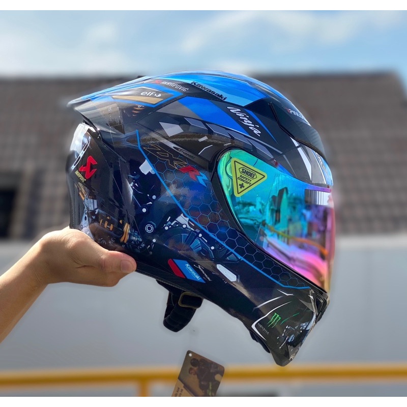 MŨ BẢO HIỂM ROYAL M138B ĐEN BÓNG LÊN TEM KAWASAKI XANH DƯƠNG CỰC ĐẸP, MUA 1 mũ  TẶNG 1 quà , BH 12 Tháng