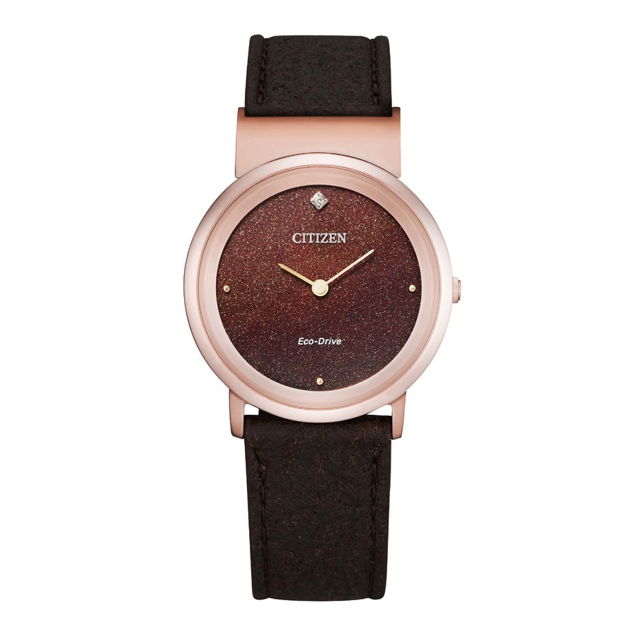 Đồng Hồ Nữ Citizen Đính Kim Cương Dây Da EG7072-19X - Mặt Nâu (Sapphire)