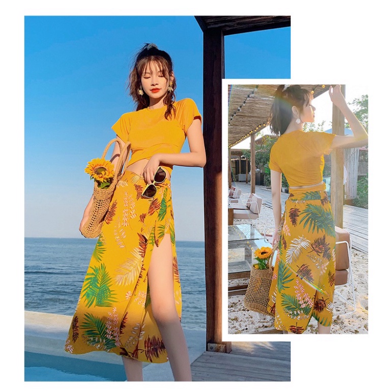 Set đồ bơi nữ 2 mảnh bikini kèm khăn choàng, sét 3 món đồ bơi nữ kín đáo đi biển đẹp hàng Quảng Châu cao cấp9175 DK2T402