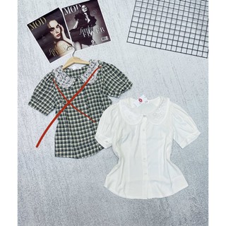 ÁO MC CỔ SEN PHỐI REN