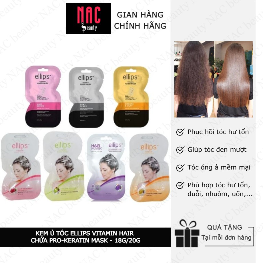 Kem Ủ Tóc Ellips Vitamin Hair Chứa Pro-Keratin Mask (18g,20g)