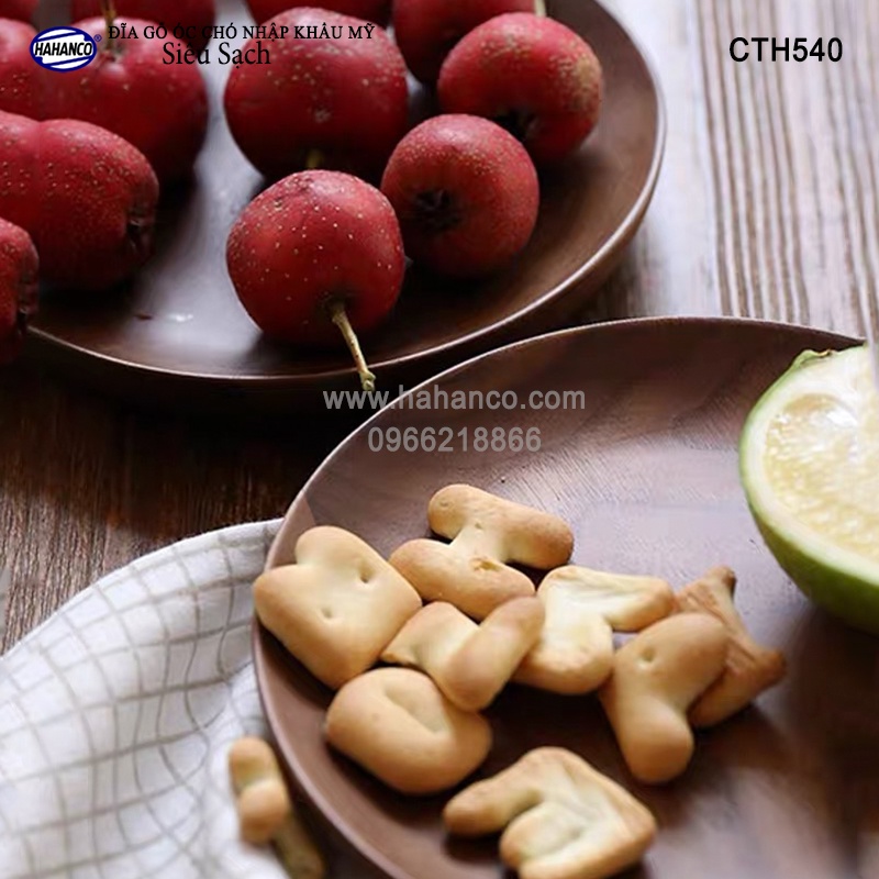 Đĩa Gỗ Óc Chó Nhập Khẩu Mỹ Nguyên Khối HAHANCO (Đủ Size) (Walnut) Decor - CTH540