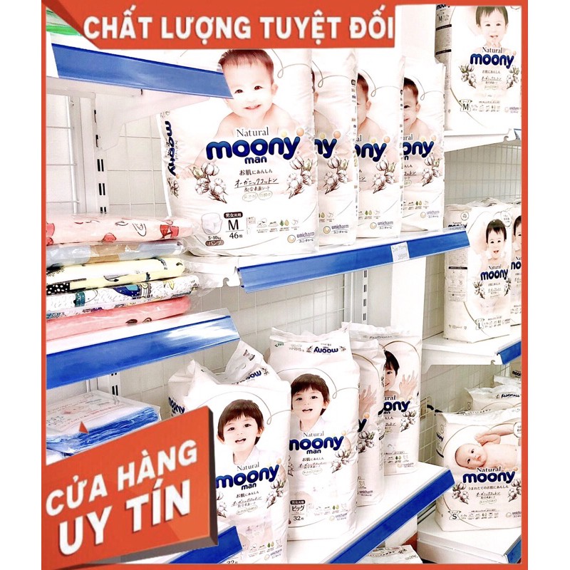 Bỉm Moony Natural Dán/Quần [Hàng nội địa Nhật]/Size NB63/S58/M46/L38/M46/L36/XL32