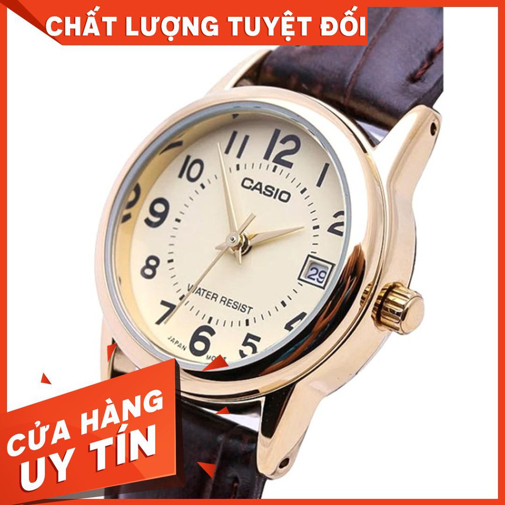 Đồng Hồ Nữ Dây Da Casio LTP-V002GL-9BUDF