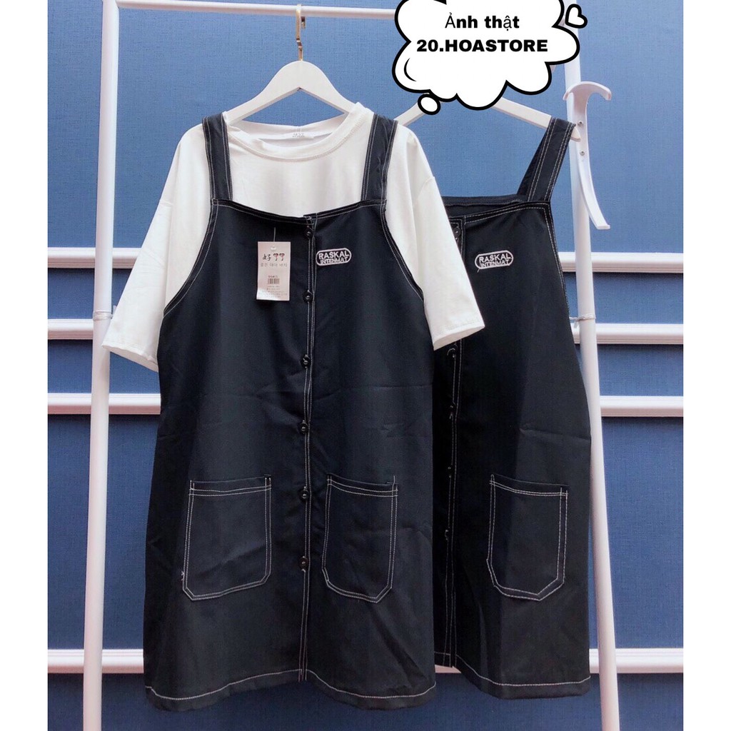 SET VÁY YẾM DẬP CHỈ NỔI UNISEX THÊU CHỮ - YẾM SUÔNG VINTAGE ĐEN