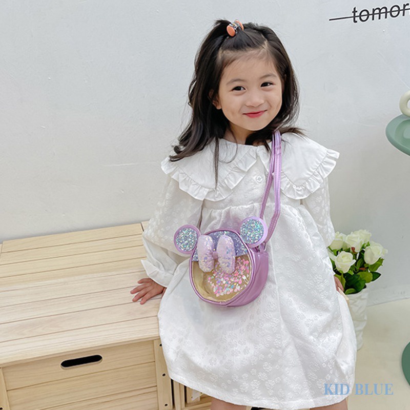 Túi Đeo Chéo Vai Đính Sequin Hình Tròn Nhỏ Thời Trang Hàn Quốc Dành Cho Trẻ Em
