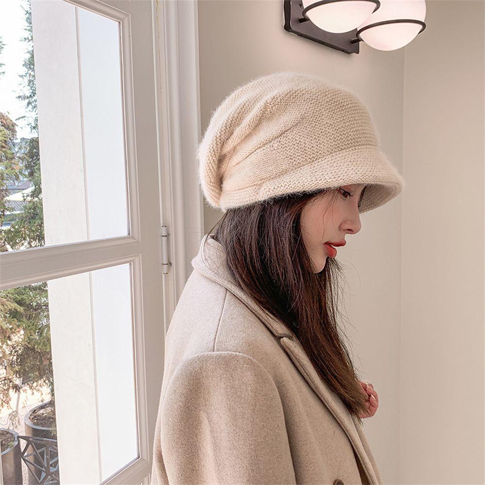 Lay Mũ Beanie Lông Thỏ Dày Dặn Giữ Ấm Mùa Thu Đông