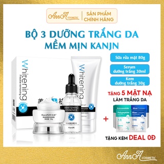 Bộ Chăm Sóc Da Skincare Dưỡng Trắng Da Whitening KanjN, Bộ Mỹ Phẩm Nội Địa Trung Ngăn Ngừa Nếp Nhăn Set 3 Món
