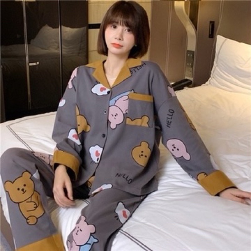 Đồ bộ dài tay, đồ mặc ở nhà thiết kế Quảng Châu, pijama cao cấp thiết kế hoạt hình dễ thương.