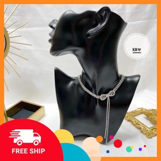 Vòng cổ nơ đính đá dây mảnh