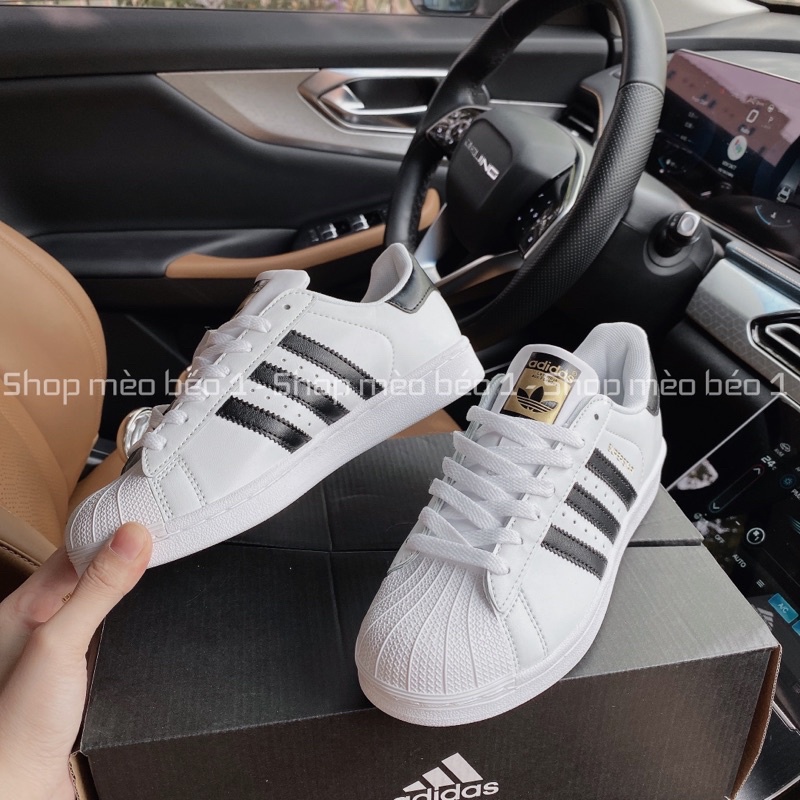 Giày thể thao das super star mũi sò kẻ sọc gáy đen fullbox