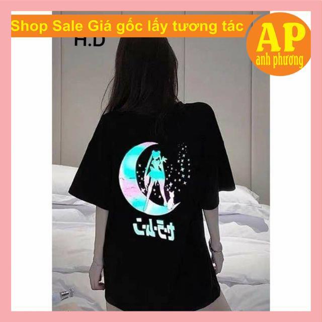 Áo phông phản quang mặt trăng thun nam nữ unisex over size from thụng tay lỡnhóm độc lạ🦋 Free ship🦋