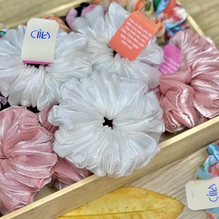 Scrunchies lụa tơ, chun buộc tóc cột tóc siêu phồng Cilla