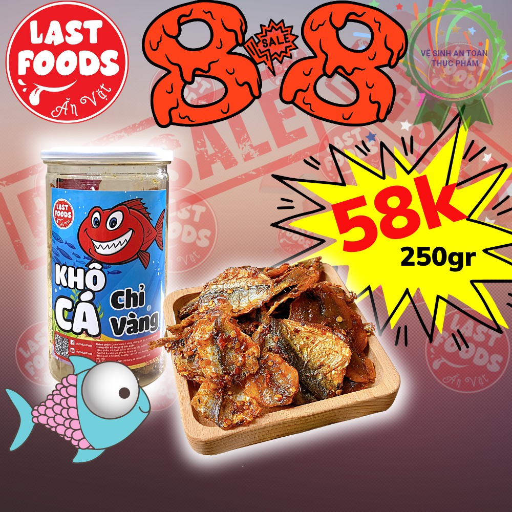 Khô cá chỉ vàng 250g hũ pet ,ăn vặt LASTFOODS Hà Nội với các mẫu đồ ăn vặt các miền đầy đủ hương vị thơm ngon giá rẻ